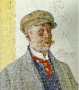 Carl Larsson sjalvportratt-sjalvportratt med kung domalde oil painting on canvas